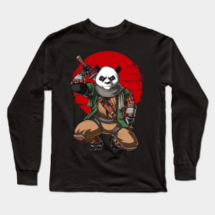 Panda Bear Ninja Samurai Long Sleeve T-Shirt